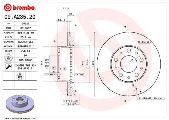 Bremžu diski BREMBO 09.A235.20 1