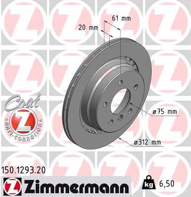 Bremžu diski ZIMMERMANN 150.1293.20 1