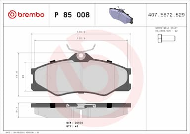 Bremžu uzliku kompl., Disku bremzes BREMBO P 85 008 1