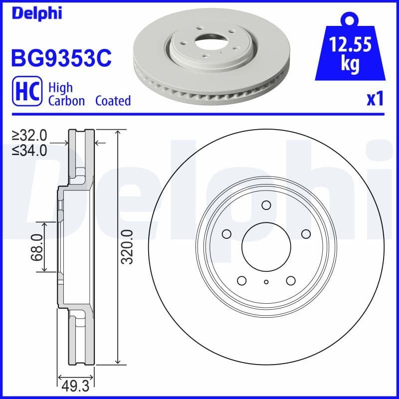 Bremžu diski DELPHI BG9353C 1