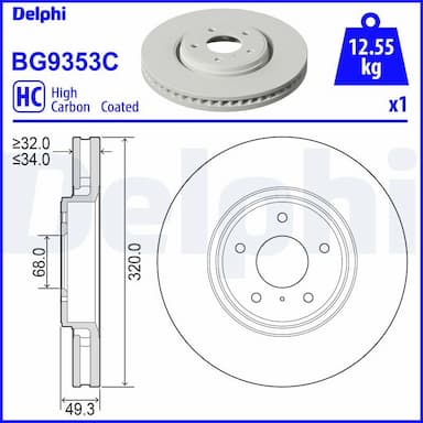 Bremžu diski DELPHI BG9353C 1