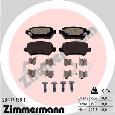 Bremžu uzliku kompl., Disku bremzes ZIMMERMANN 23417.150.1 1