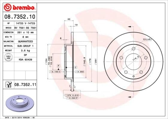 Bremžu diski BREMBO 08.7352.11 1