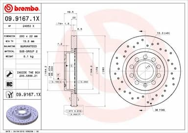 Bremžu diski BREMBO 09.9167.1X 1