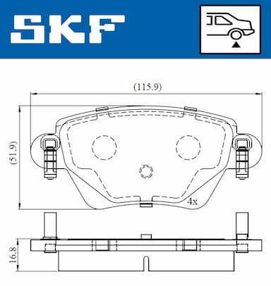 Bremžu uzliku kompl., Disku bremzes SKF VKBP 90170 2