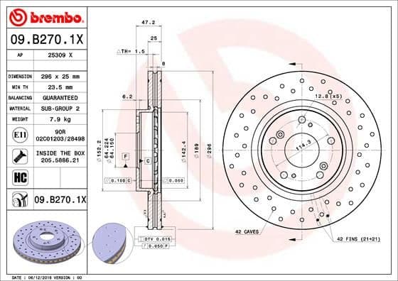 Bremžu diski BREMBO 09.B270.1X 1