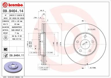 Bremžu diski BREMBO 09.9464.11 1