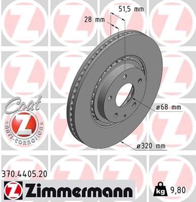 Bremžu diski ZIMMERMANN 370.4405.20 1