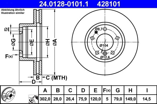 Bremžu diski ATE 24.0128-0101.1 1