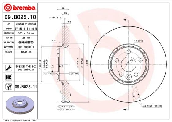 Bremžu diski BREMBO 09.B025.11 1