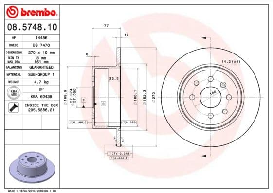 Bremžu diski BREMBO 08.5748.10 1