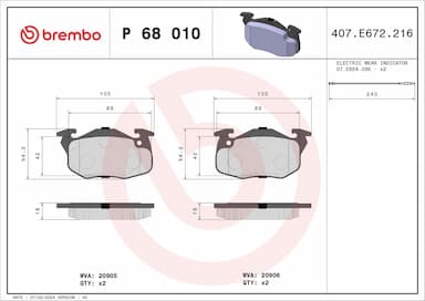 Bremžu uzliku kompl., Disku bremzes BREMBO P 68 010 1