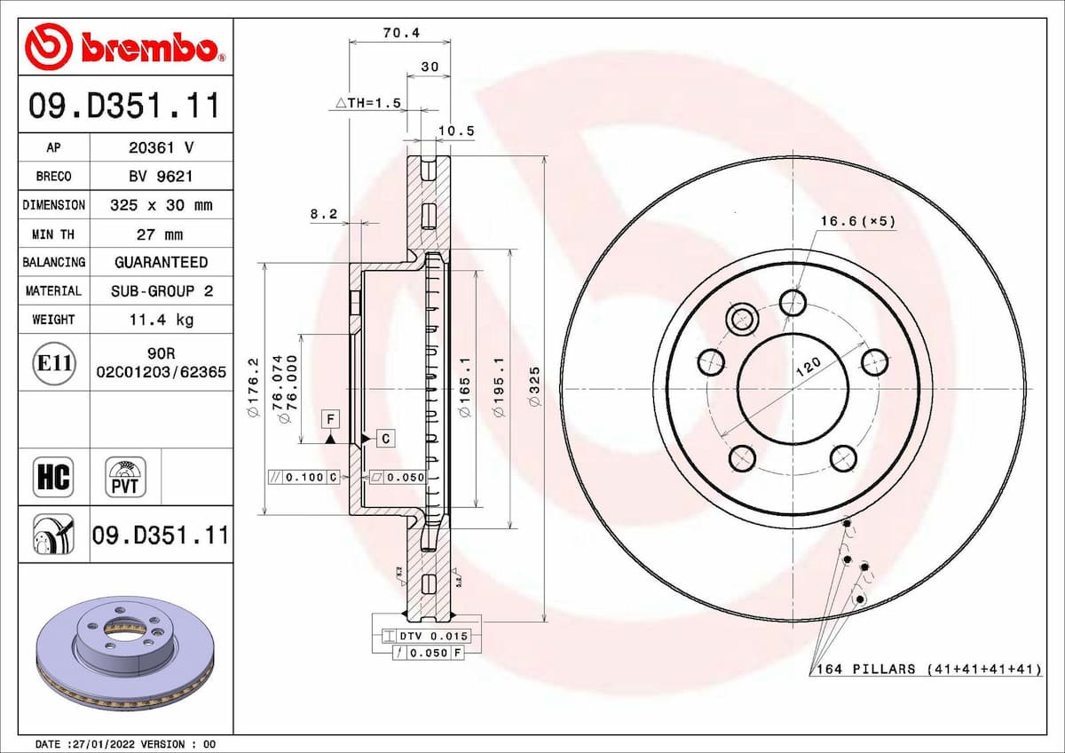 Bremžu diski BREMBO 09.D351.11 1