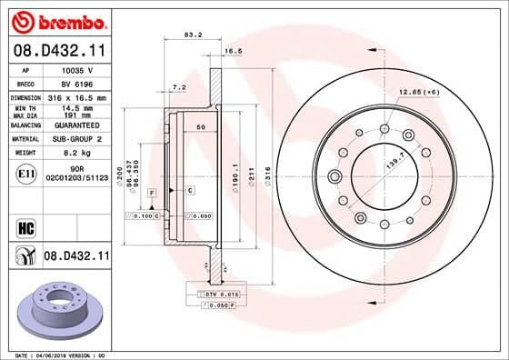 Bremžu diski BREMBO 08.D432.11 1