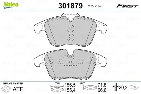 Bremžu uzliku kompl., Disku bremzes VALEO 301879 1