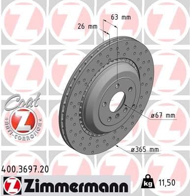 Bremžu diski ZIMMERMANN 400.3697.20 1