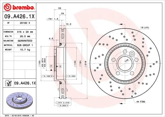 Bremžu diski BREMBO 09.A426.1X 1