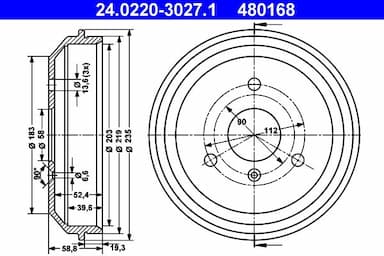 Bremžu trumulis ATE 24.0220-3027.1 1