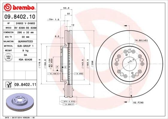 Bremžu diski BREMBO 09.8402.11 1