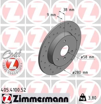 Bremžu diski ZIMMERMANN 405.4100.52 1