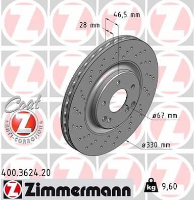 Bremžu diski ZIMMERMANN 400.3624.20 1