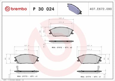 Bremžu uzliku kompl., Disku bremzes BREMBO P 30 024 1