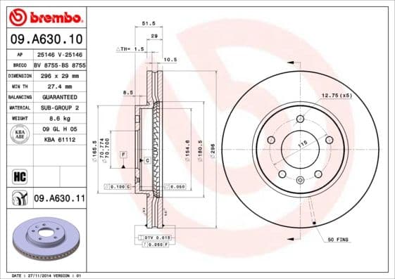 Bremžu diski BREMBO 09.A630.11 1