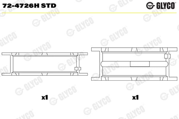 Kloķvārpstas gultnis GLYCO 72-4726H STD 1