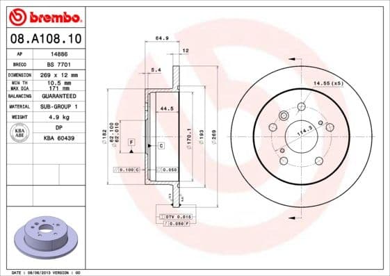 Bremžu diski BREMBO 08.A108.10 1