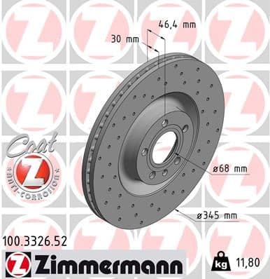 Bremžu diski ZIMMERMANN 100.3326.52 1