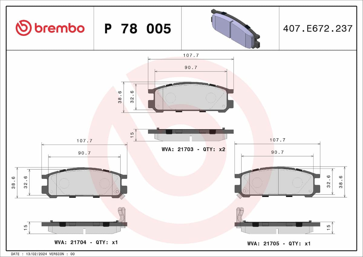 Bremžu uzliku kompl., Disku bremzes BREMBO P 78 005 1