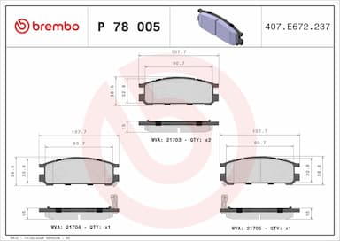 Bremžu uzliku kompl., Disku bremzes BREMBO P 78 005 1