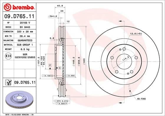 Bremžu diski BREMBO 09.D765.11 1