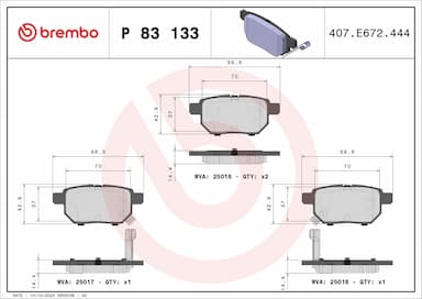 Bremžu uzliku kompl., Disku bremzes BREMBO P 83 133 1