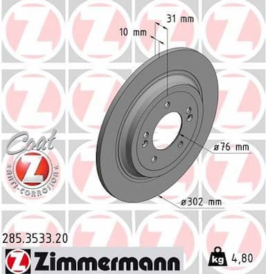 Bremžu diski ZIMMERMANN 285.3533.20 1