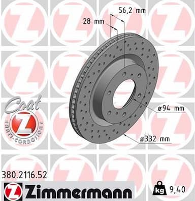 Bremžu diski ZIMMERMANN 380.2116.52 1