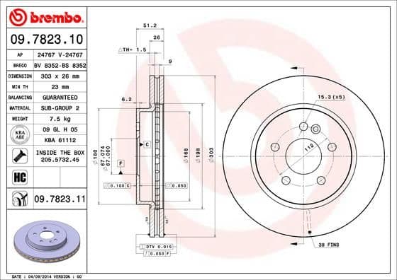 Bremžu diski BREMBO 09.7823.11 1