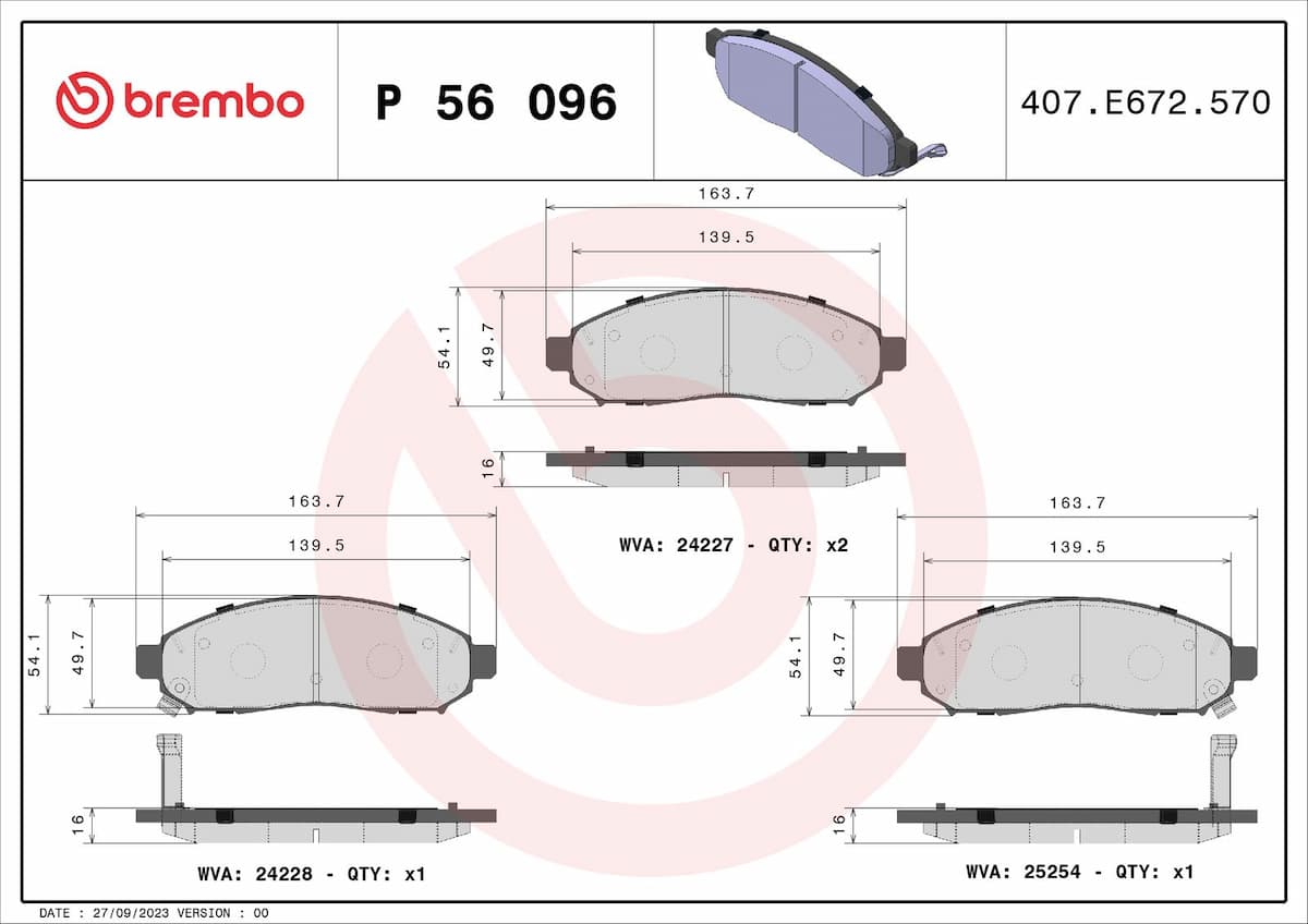 Bremžu uzliku kompl., Disku bremzes BREMBO P 56 096 1