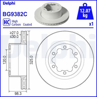 Bremžu diski DELPHI BG9382C 1