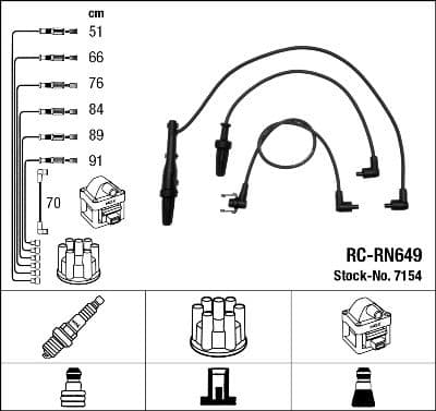 Augstsprieguma vadu komplekts NGK 7154 1