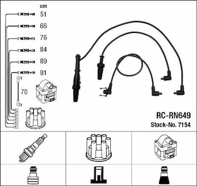 Augstsprieguma vadu komplekts NGK 7154 1