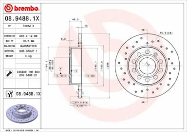 Bremžu diski BREMBO 08.9488.1X 1