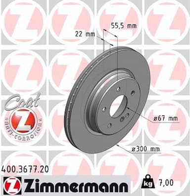 Bremžu diski ZIMMERMANN 400.3677.20 1