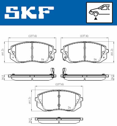 Bremžu uzliku kompl., Disku bremzes SKF VKBP 80106 A 2