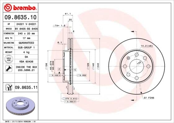 Bremžu diski BREMBO 09.8635.11 1