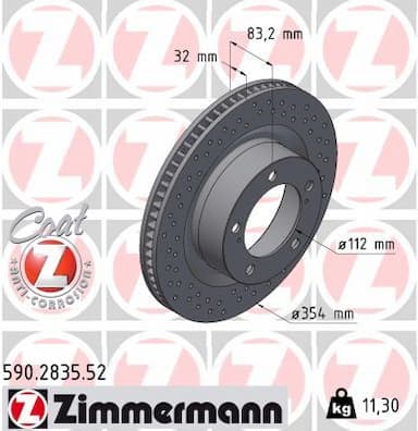 Bremžu diski ZIMMERMANN 590.2835.52 1