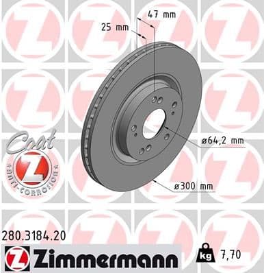 Bremžu diski ZIMMERMANN 280.3184.20 1