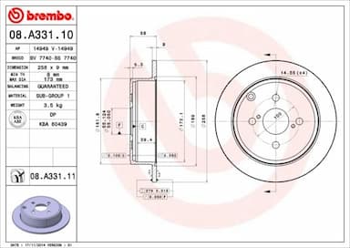 Bremžu diski BREMBO 08.A331.11 1