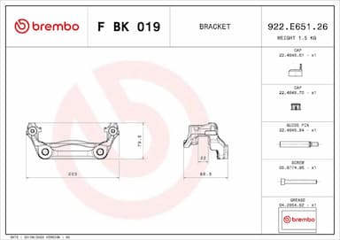 Bremžu suporta skavas stipr. korpusa kompl. BREMBO F BK 019 1