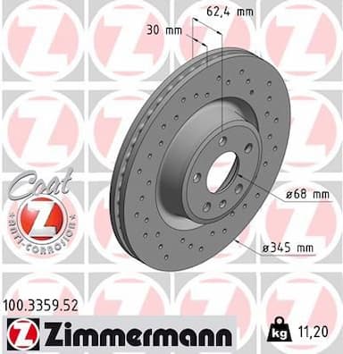 Bremžu diski ZIMMERMANN 100.3359.52 1